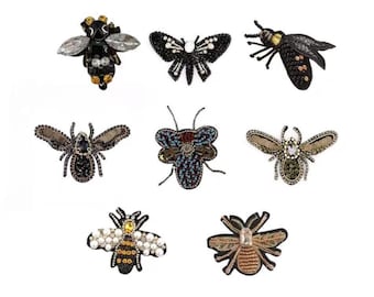 Beaded Insect Embroidery Patch | Sew On Applique for Jackets, Bags, Hats