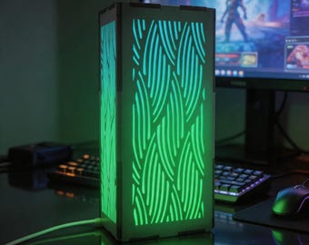 Wavy Line LED Lamp, Laser Cut Wood Light Box SVG, RGB Night Light Template