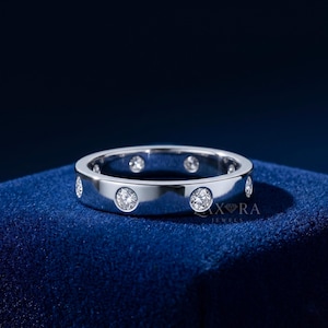 Diamond Eternity-ring, verzonken set diamanten trouwring, 14K gouden volledige Eternity-ring, minimalistische stapelen diamanten band voor vrouwen