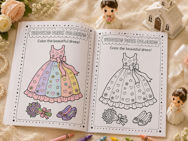 Kids Wedding Coloring Workbook Printable PDF Activity Book for Ages 4–9 ...