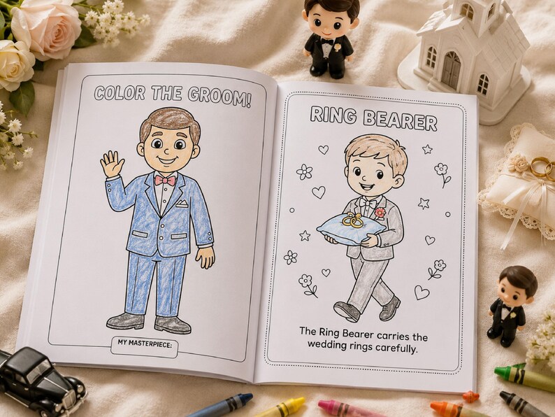 Kids Wedding Coloring Workbook Printable PDF Activity Book for Ages 4–9 ...
