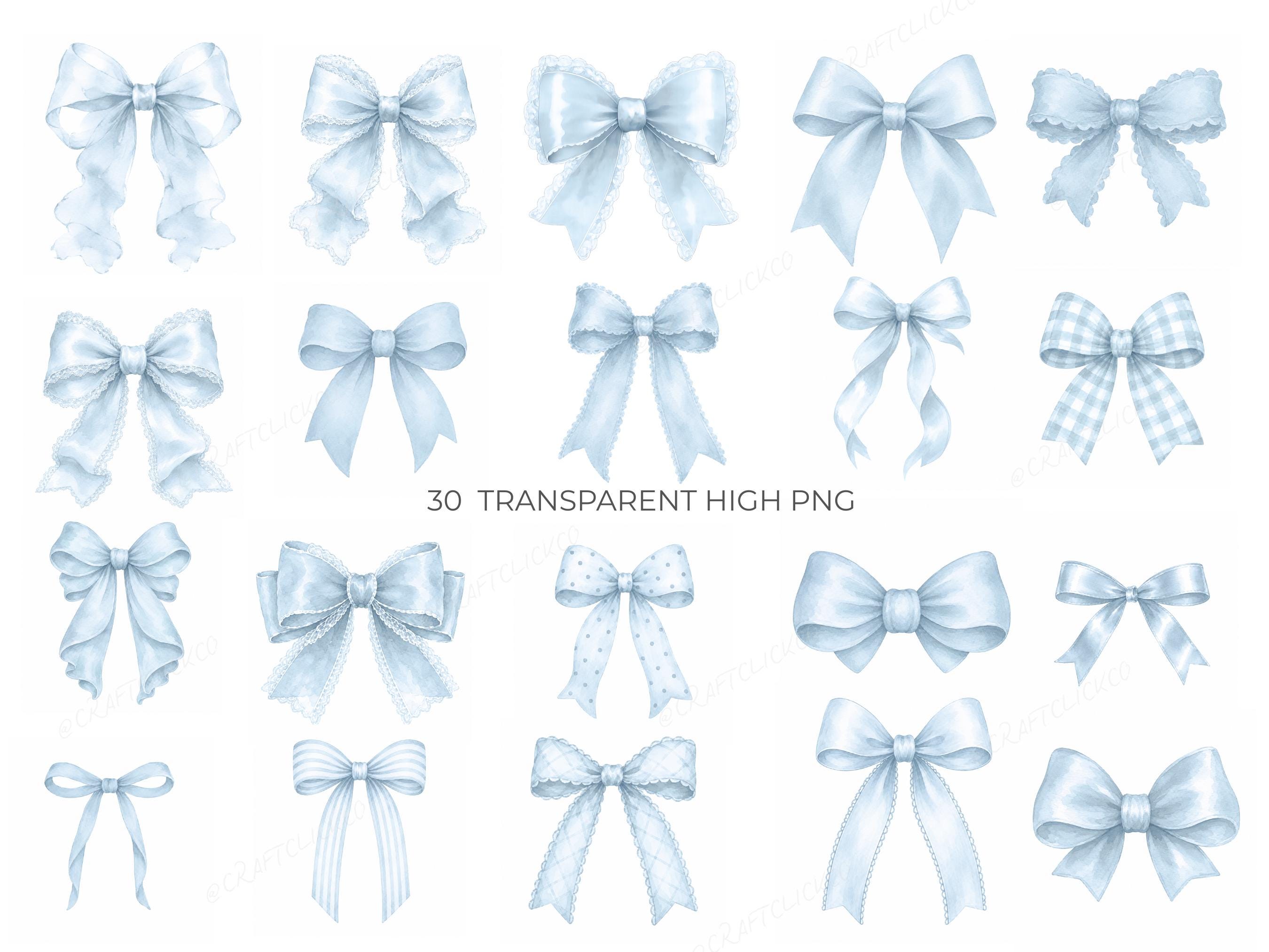 Coquette Blue Bow Clipart, Watercolor Ribbon PNG Bundle (30 Images) - Etsy