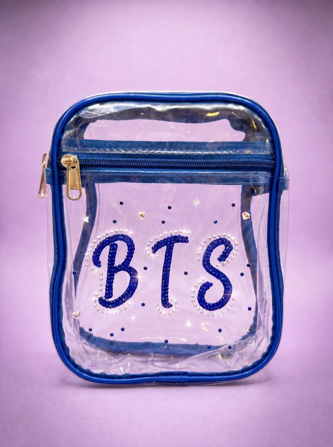 Bts Rhinestone Handmade BTS Rhinestone Clear Concert Bag, Stadium Approved Crossbody ...