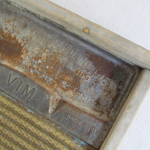 Vintage Laundry Washboard 1915 Patent by National Brass Bottom