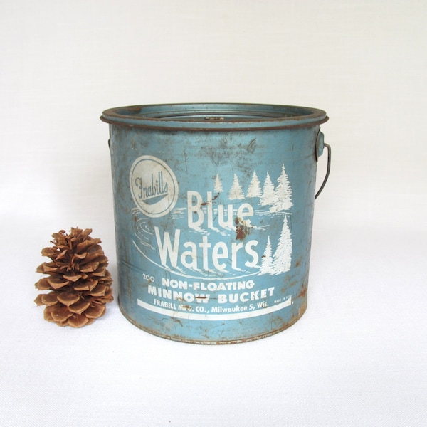 Vintage Minnow Bucket Frabill's Blue Waters 200 Non-Floating Milwaukee 5 Wis