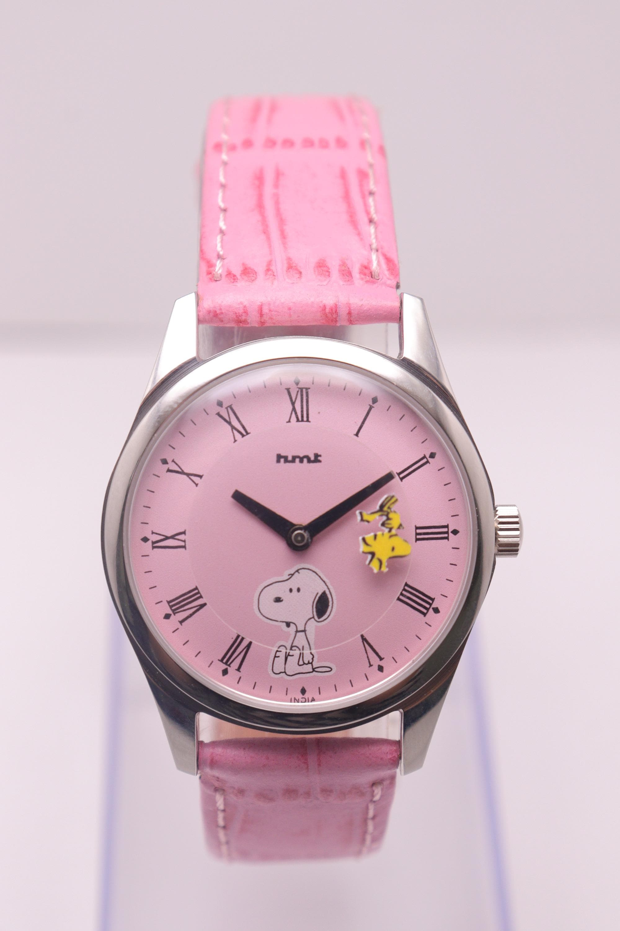 Hand Crafted Vintage Hmt Snoopy and Woodstock Blush Pearl Dial Unisex…