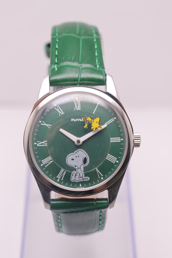 Hand Crafted Vintage HMT Snoopy and Woodstock Emerald Forest Dial Men's Watch. | HMT Mechanical Watch. | Snoopy Peanut Watch.