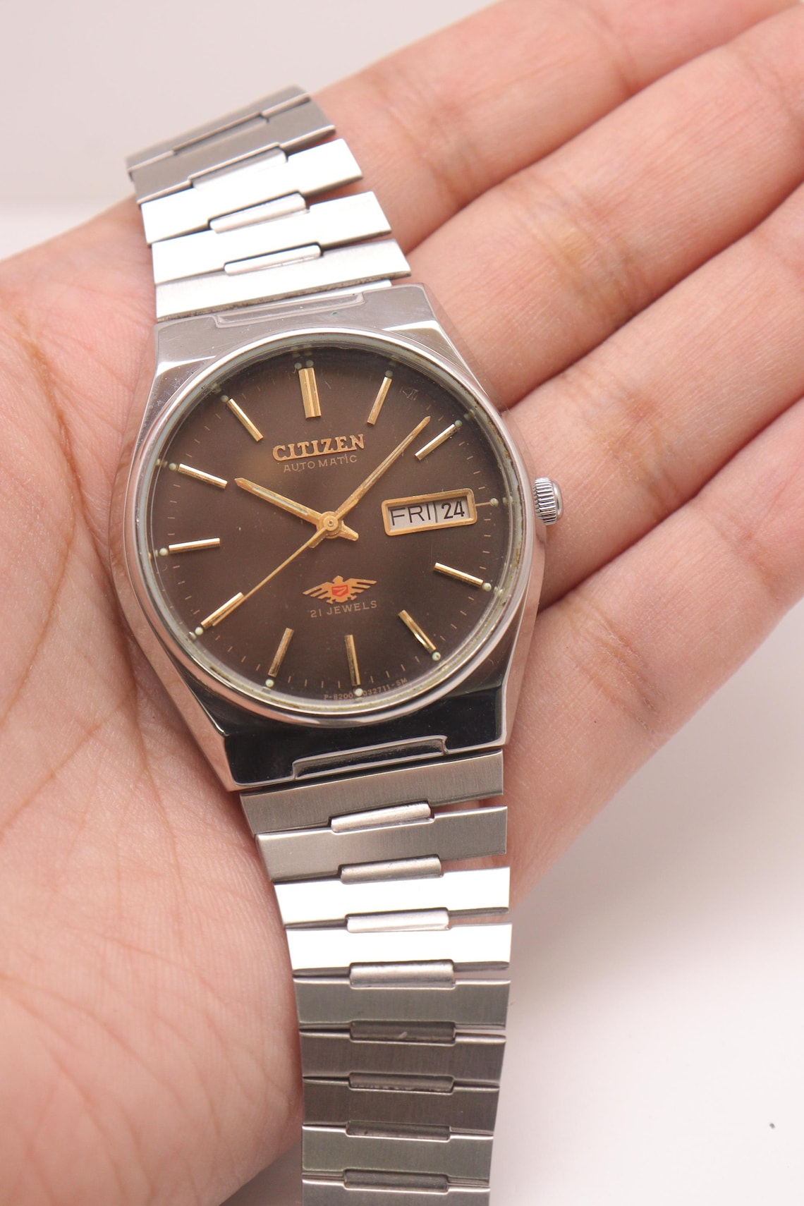 Vintage Citizen Automatic Movement No 8200 Japan Made Day Date Men's Wristwatch., photo 2 sur 5