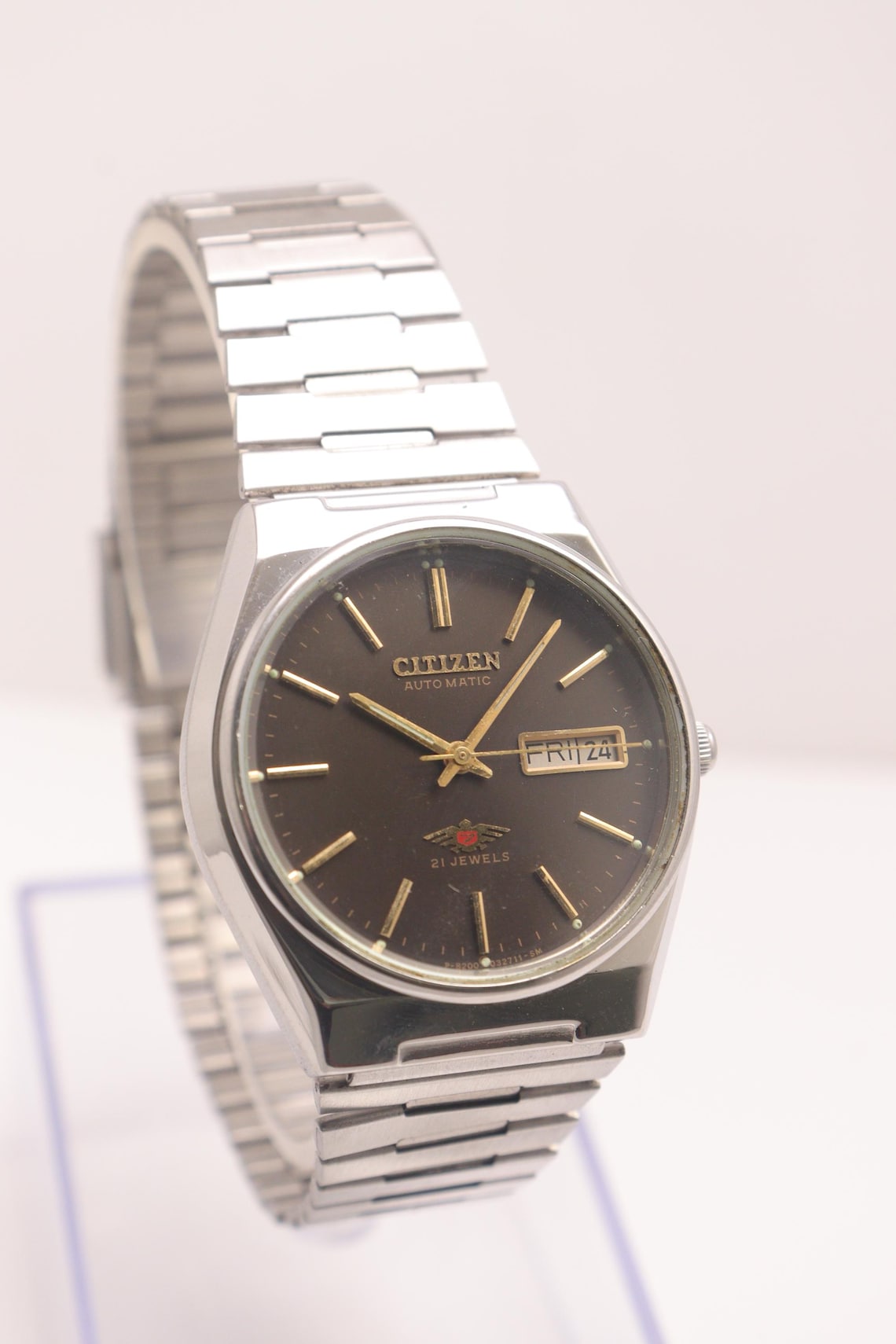 Vintage Citizen Automatic Movement No 8200 Japan Made Day Date Men's Wristwatch., photo 3 sur 5