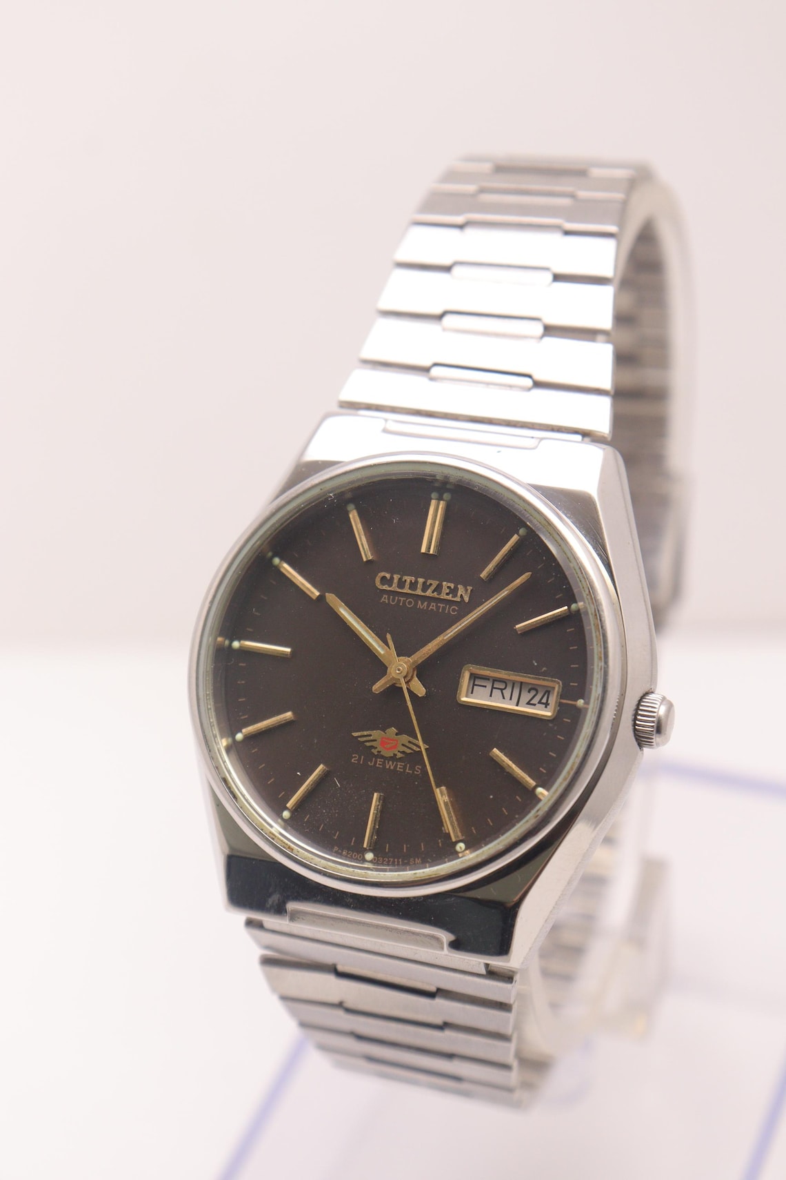 Vintage Citizen Automatic Movement No 8200 Japan Made Day Date Men's Wristwatch., photo 4 sur 5