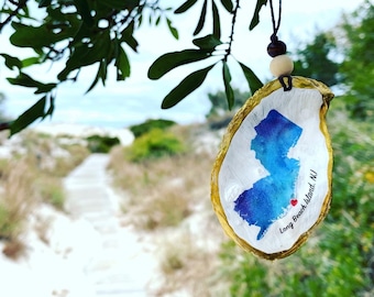New Jersey oyster shell ornament Personalized City | Custom Christmas ornament | New Jersey Christmas Gift