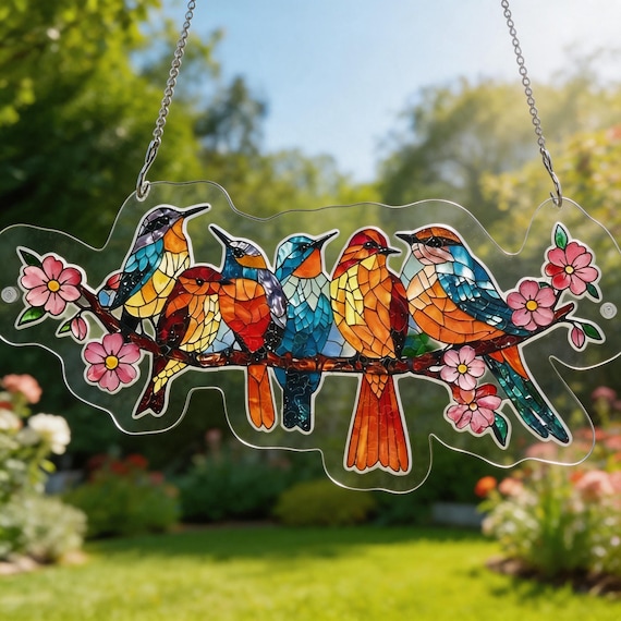 DIY Bird Suncatcher Puzzle, Acrylic Animal Jigsaw Craft, Interactive Home Accent, Nature Suncatcher Kit, Fun Craft Gift for Adults and Kids