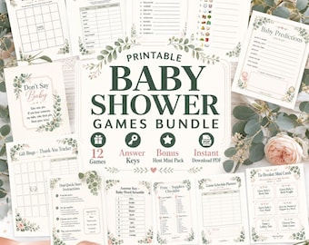 Baby Shower Games Bundle, 12 Party Games, Answer Keys (Instant Download PDF)