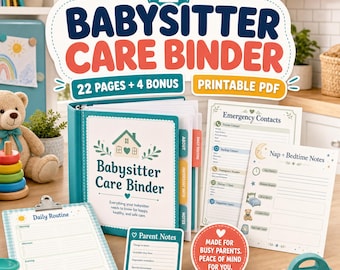Babysitter Information Sheet Printable, Nanny Care Binder, Emergency Contact Forms, Baby Toddler Kit