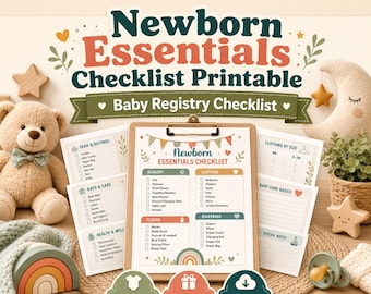 Newborn Essentials Checklist, Baby Registry Planner, Baby Must Haves (PDF Download)