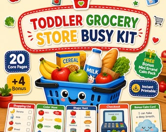 Toddler Grocery Store Busy Kit, Shopping List, Scavenger Hunt (Digital Download)