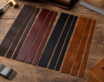 Genuine Buffalo Leather Strips Bundle | Assorted Colors, Thickness 3-4 Oz Crafting Material