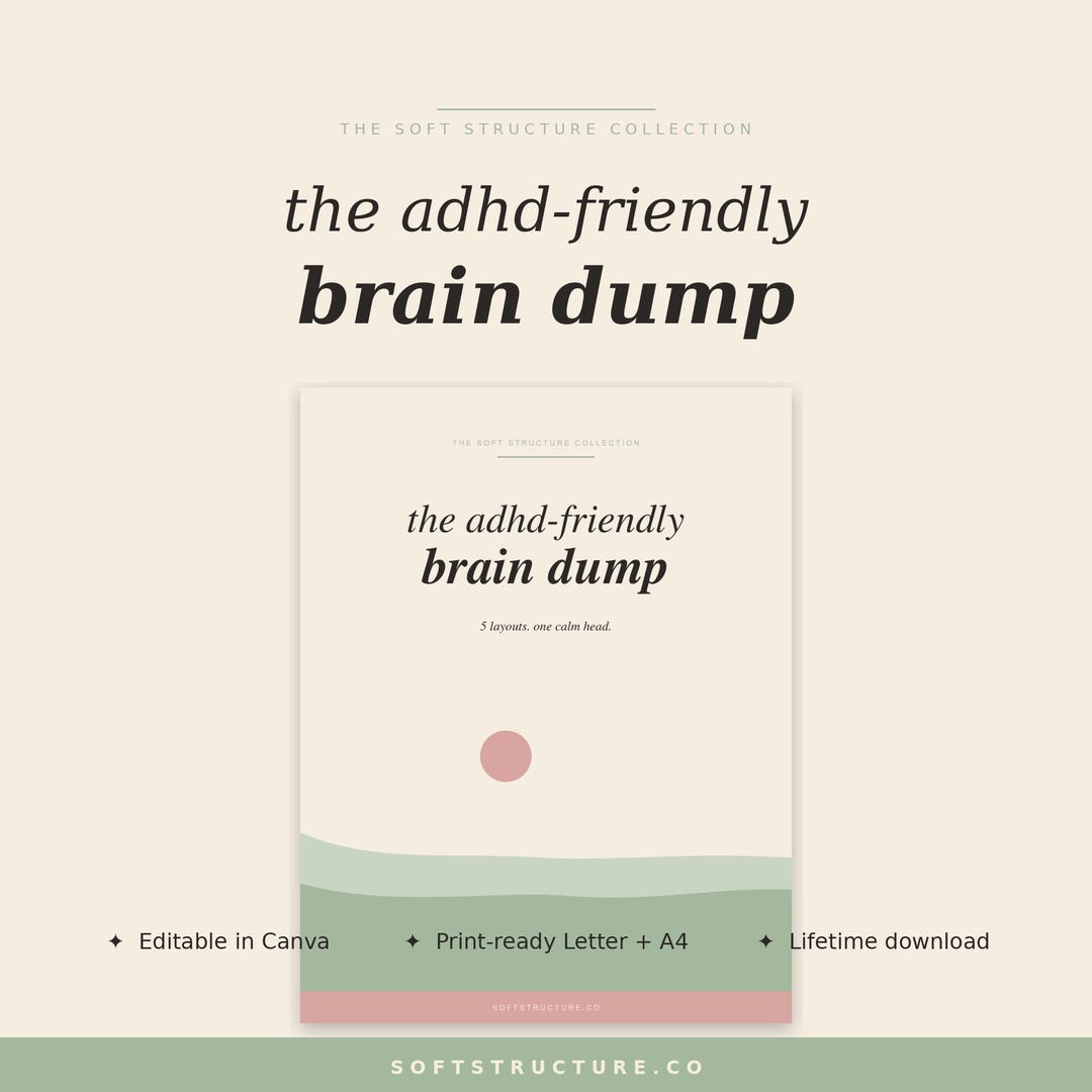 ADHD Brain Dump Printable, Daily Thought Organizer, Mental Declutter ...