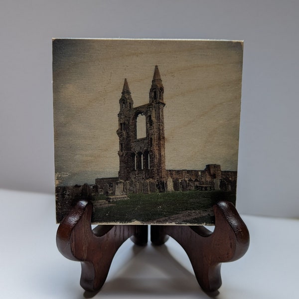 Scottish Cathedral Wood Panel Print - Photography on Wood - Photo Block Print 4x4"