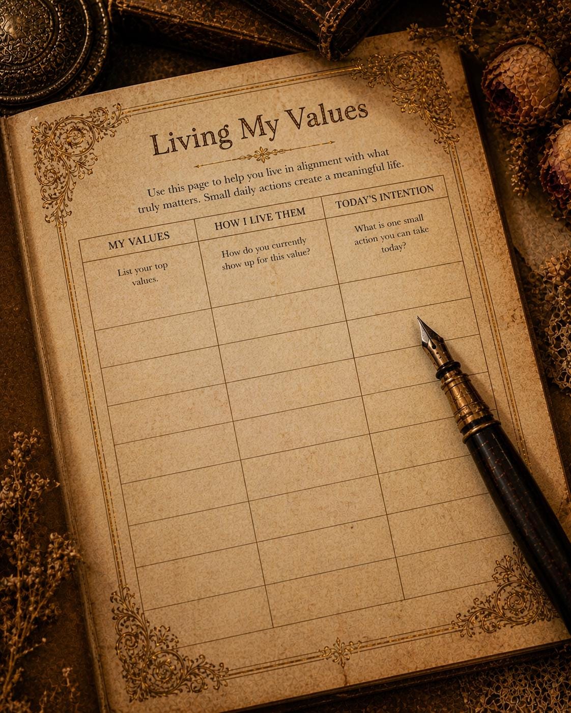 Core Values Worksheet Printable, Victorian Self Discovery Workbook ...