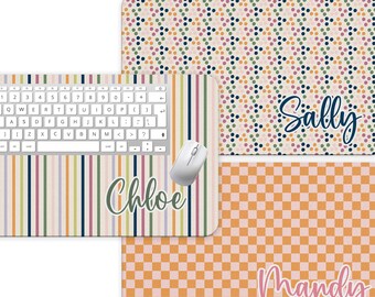 Personalized Retro Desk Pad: Checkered, Striped, Polka Dot - Office Decor