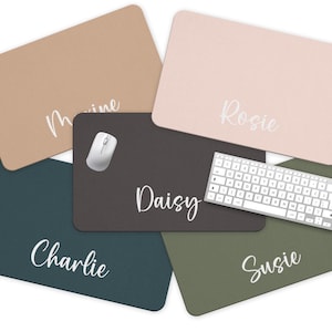 Name Desk Pad, Personalized Mouse Pad, Monogram Preppy Desk Office Decor, Large Desk Blotter, College Dorm Gift, Office Gifts for Coworkers
