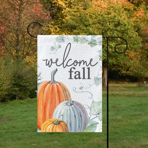 Fall Garden Flag, Pumpkin Flag, Welcome Fall, Welcome Yard Flag, Housewarming Gift, Pumpkin Patch Sign, Outdoor Decor, Farmhouse Decor