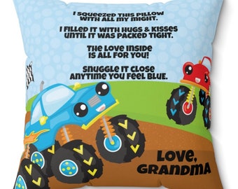 Monster Truck Pillow: Grandson Gift from Grandma