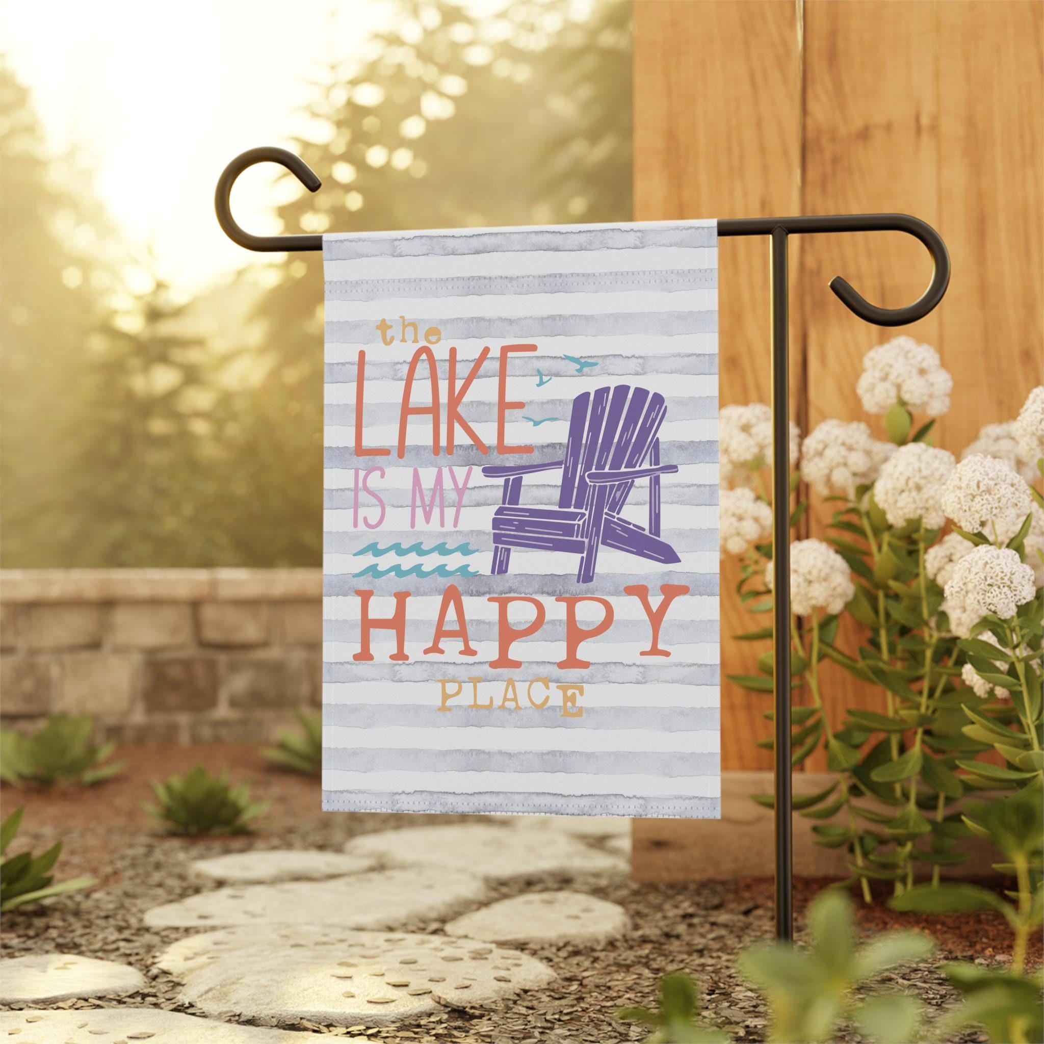 Lake House Gift, Summer Garden Flag, Lake house Decor, Lake Yard Flag, Boating Gift, Lake House Flag, Welcome Flag, Happy Place, Lake Life
