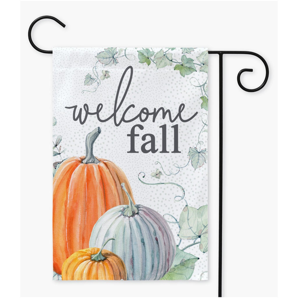 Fall Garden Flag Pumpkin Flag Welcome Fall Welcome Yard - Etsy