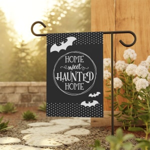 Halloween Garden Flag, Home Sweet Haunted Home, Welcome Flag, Bat Flag, Fall Garden Flag, Personalized Garden Flag