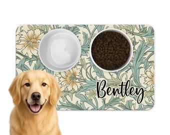 Personalized William Morris Pet Placemat: Floral Dog Food Mat
