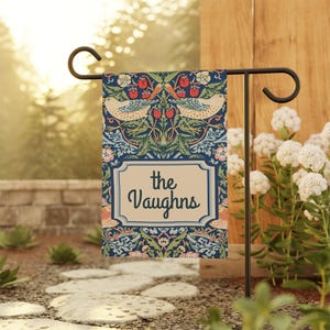 William Morris Garden Flag, Garden Flag for Front Porch, Strawberry Thief, Welcome Flag, Personalized Garden Flag, Summer Garden Flag