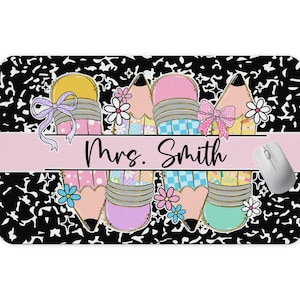 Name Desk Pad, Personalized Mouse Pad, Teacher Desk Mat, Monogram Preppy Desk Decor, Large Desk Blotter, Gift for Teacher, Back to School