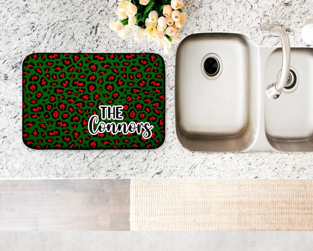Custom Dish Mat Leopard Kitchen Decor Christmas Dish Dry Etsy