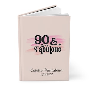 90 & Fabulous, 90th Birthday, Birthday Guest Book, Personalized Birthday Book, Hardcover Guest Book