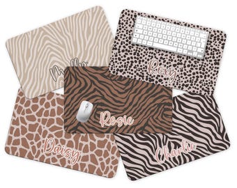 Personalized Animal Print Desk Pad: Monogrammed Office Decor