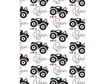 Monster Truck Wrapping Paper - Monster truck birthday party gift wrap – My  Custom Kids Books