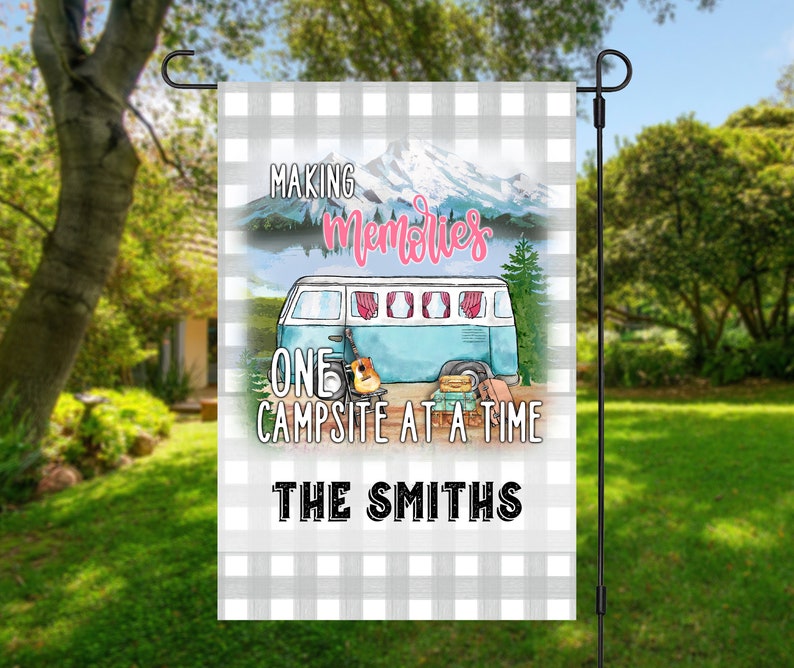 Camping Garden Flags Personalized Campsite Flag Summer Etsy