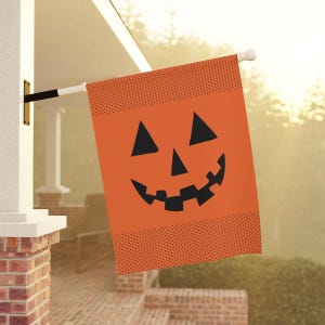 Pumpkin Face Halloween House Flag