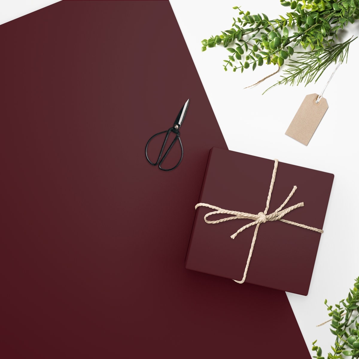 Deep Red / Chesnutt Brown Solid Color Gift Wrapping Paper Eco