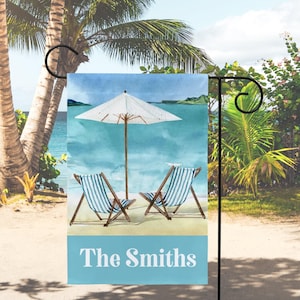 Summer Garden Flag, Beach Garden Flag, Personalized Flag, Porch Decor, Entry Flag, Yard Decor, Housewarming Gift, Florida Garden Flag, Beach