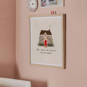 Cozy Home Wall Art Printable, Cottagecore House Print, Pink House Decor, Whimsical Gallery Wall Art, Housewarming Gift, Pink Farmhouse Decor image 11