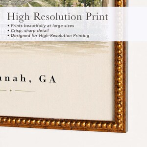 Savannah GA Printable Wall Art, Forsyth Park Fountain Print, Savannah Georgia Watercolor, Southern Home Decor, Historic Savannah Digital image 5