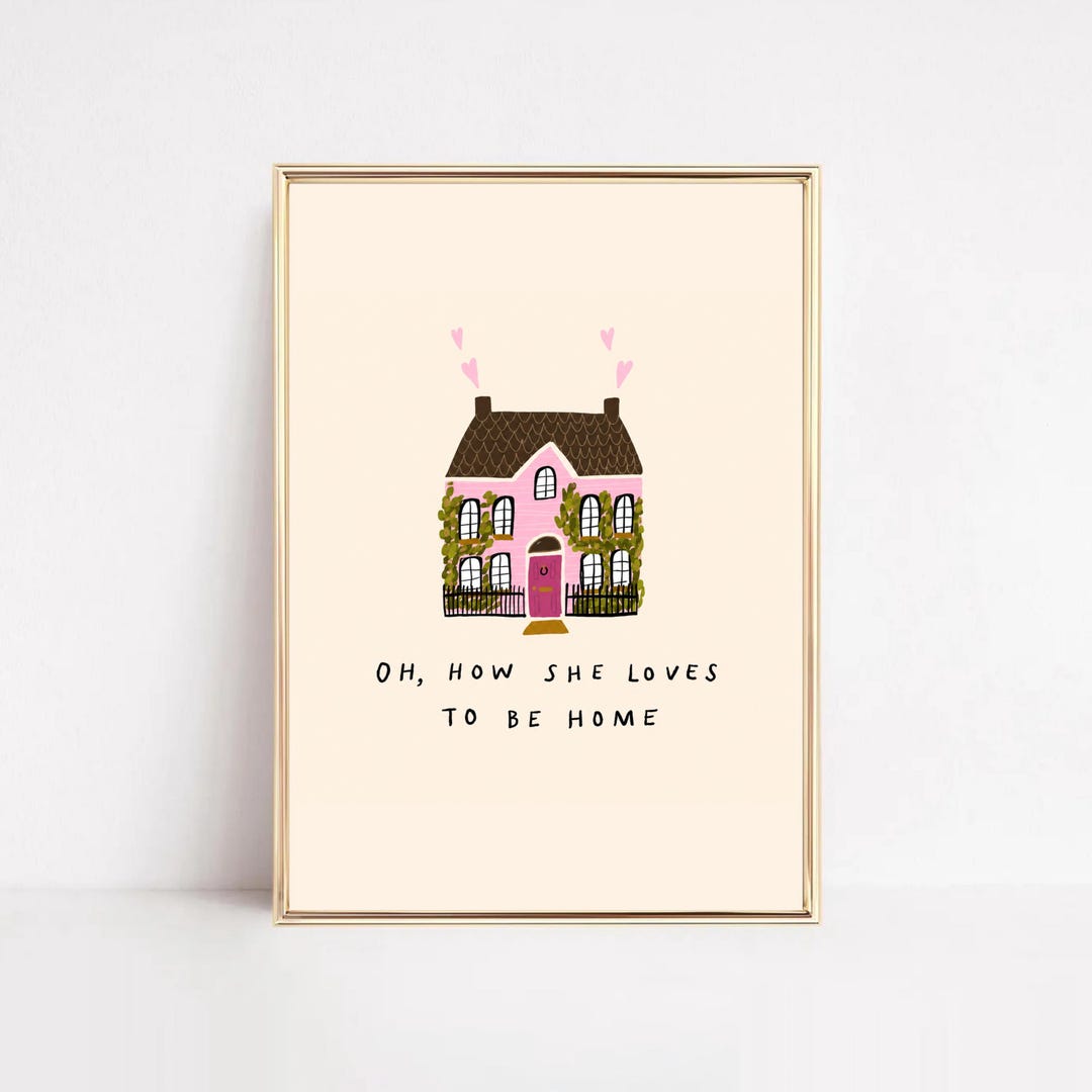 Cozy Home Wall Art Printable • Cottagecore House Print • Pink House Decor • Whimsical Gall