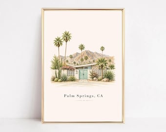 Palm Springs Wall Art Print, Mid Century Modern Decor, Palm Springs Poster, Desert Modern Artwork, California Travel Printable