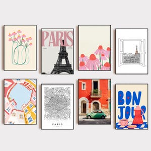Paris Wall Art Bundle • French Apartment Gallery Wall Set of 8 • Paris Decor Prints • French Girl Apartment Decor European Wall Art Digital