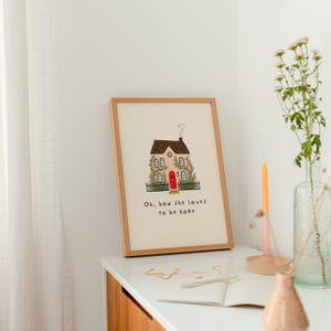 Cozy Home Wall Art Printable, Cottagecore House Print, Pink House Decor, Whimsical Gallery Wall Art, Housewarming Gift, Pink Farmhouse Decor image 4