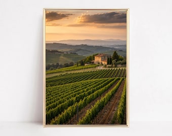 Tuscan Vineyard Wall Art Printable, Italian Countryside Landscape Tuscany Villa Decor Wine Country Wall Art Mediterranean Printable Download