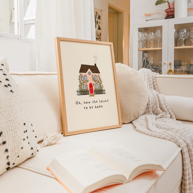 Cozy Home Wall Art Printable, Cottagecore House Print, Pink House Decor, Whimsical Gallery Wall Art, Housewarming Gift, Pink Farmhouse Decor image 10